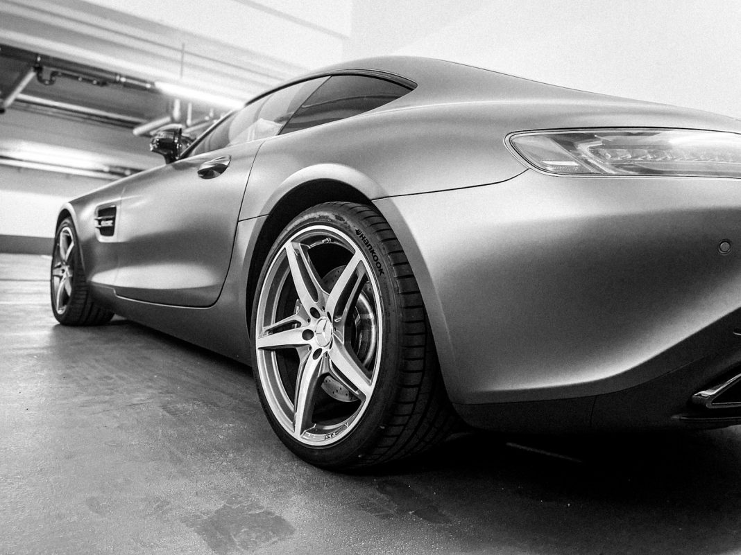 grayscale photo of mercedes benz coupe