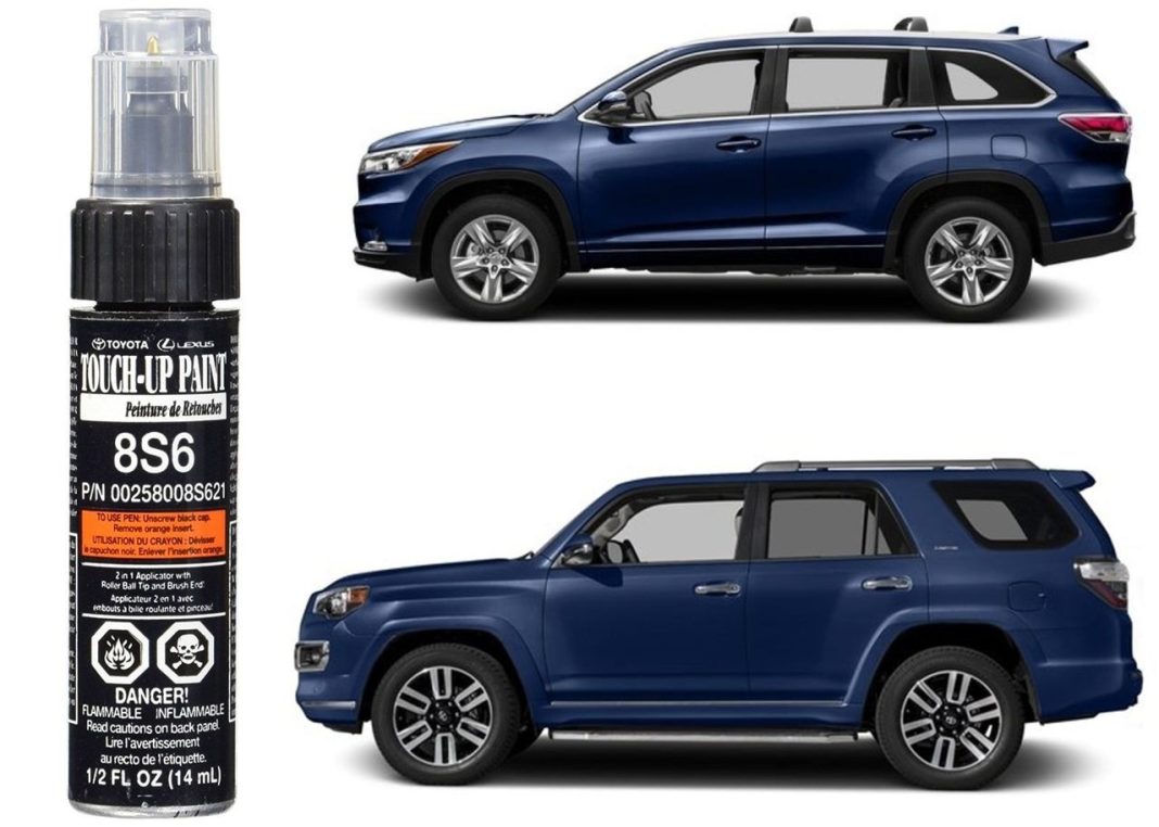 samochód z widoczną rysą na lakierze drzwi obok kolorowej kredki